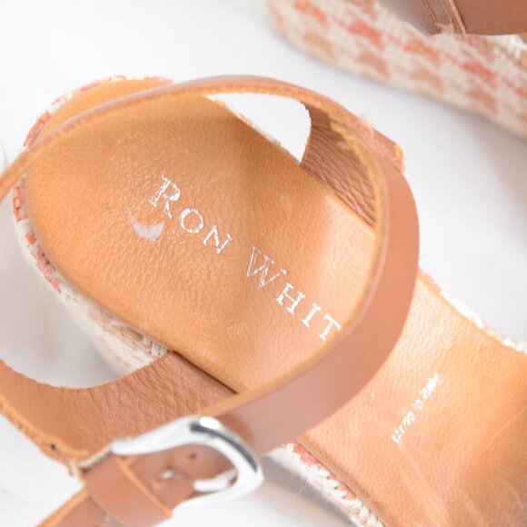 Ron White Houndstooth Tweed Woven Platform Wedge Sandals Sz 9 - Picture 5 of 9